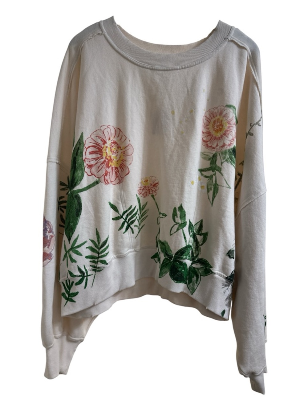 FREE PEOPLE GALA SWEATSHIRT in Floral Combo NWT Size L - Picture 4 of 7